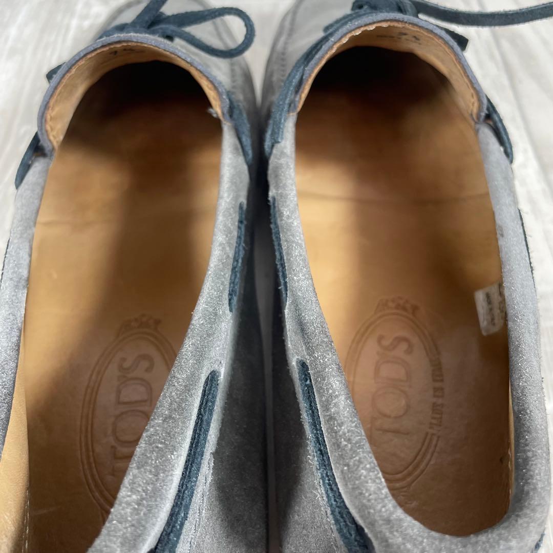 【美品】TOD'S スエード ドライビングシューズ　モカシン　グレー27.5cm