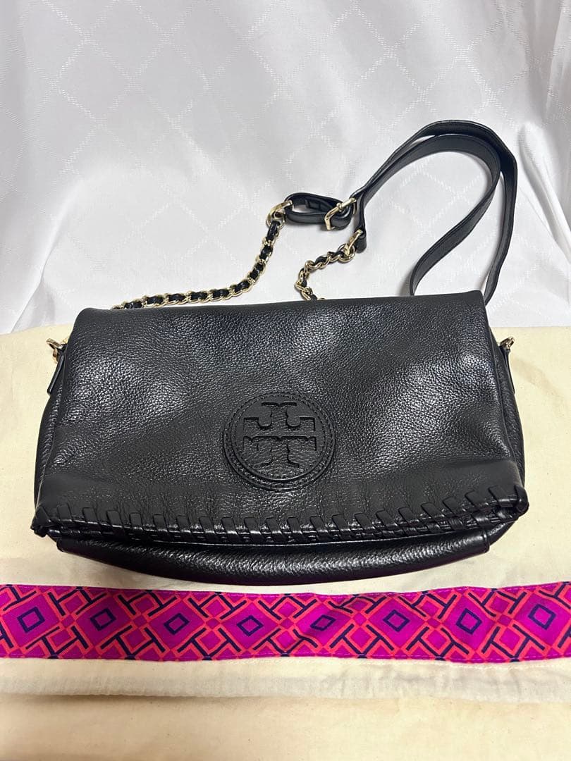 【美品】Tory Burch 黒 レザー ショルダーバッグ 2way