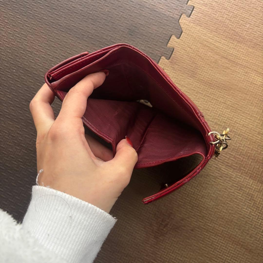 クリスチャンディオール パテントレザー 三つ折り財布　ロータスウォレット