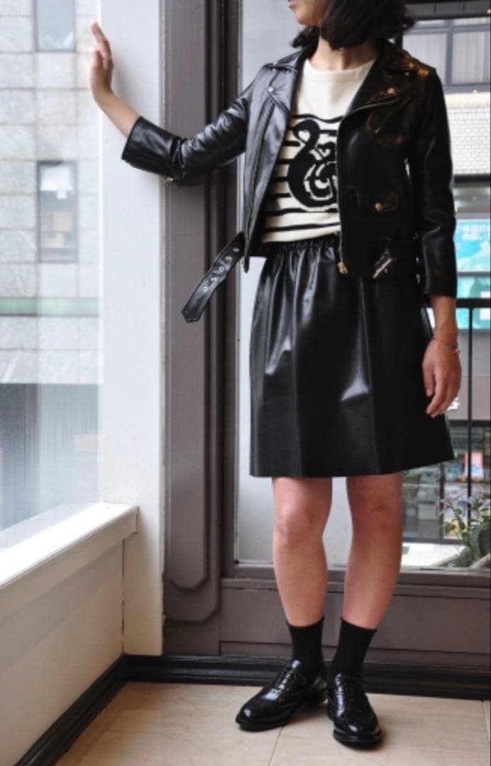 beautiful people レザーフレアースカート