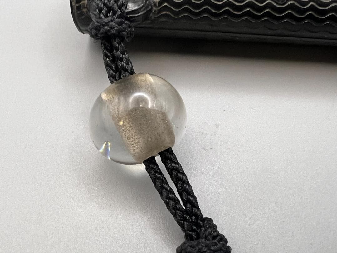 江戸明治時代　月と動物鉄金具　水晶玉根〆　純銀製キセル　重量約125g