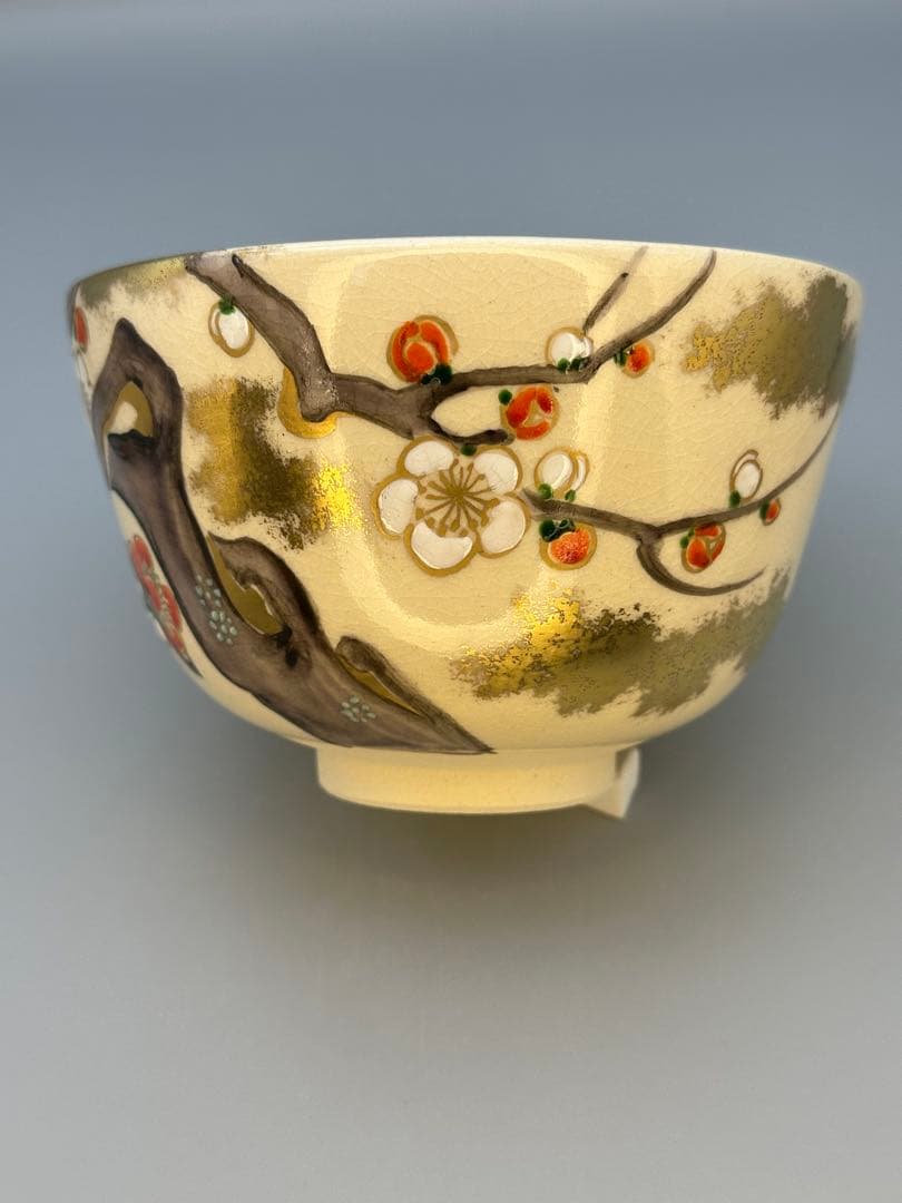 茶道具　茶碗　宮川香雲　梅絵　 大徳寺　雪窓書付