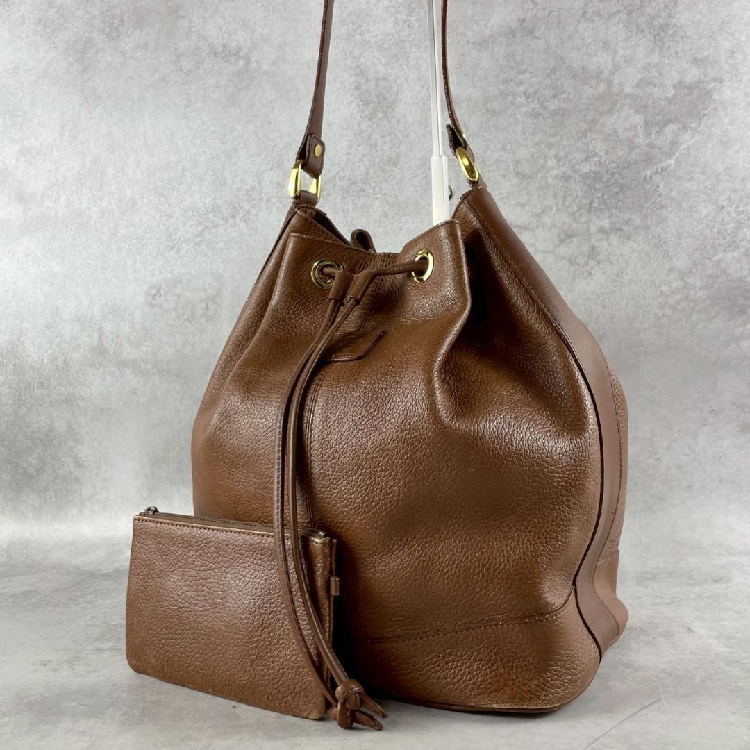 BURBERRY バーバリー 巾着ショルダーバッグ ノバチェック ポーチ付き本革