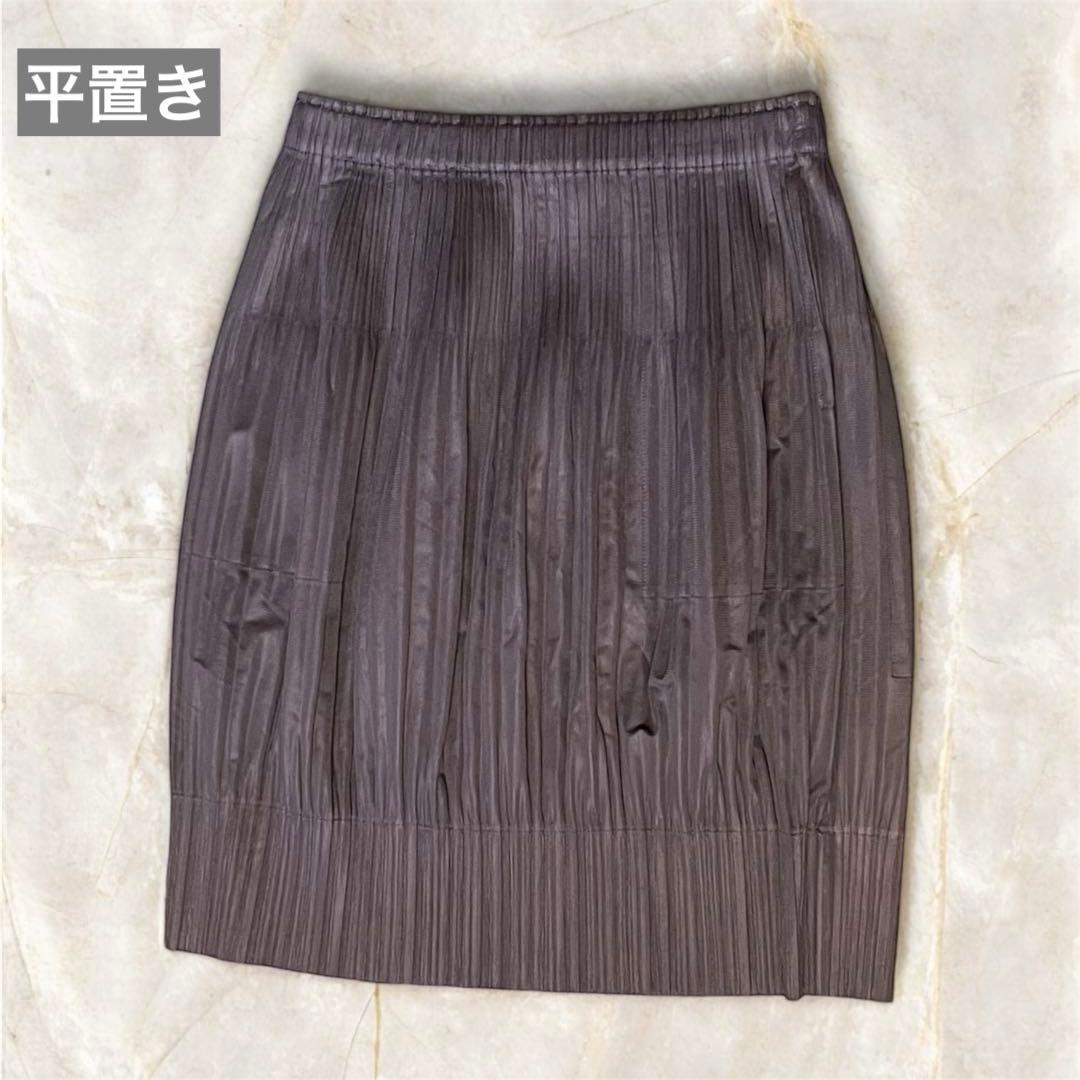 【プリーツプリーズ 】ひざ丈スカート　消しプリーツ　ツヤあり　グレー　5