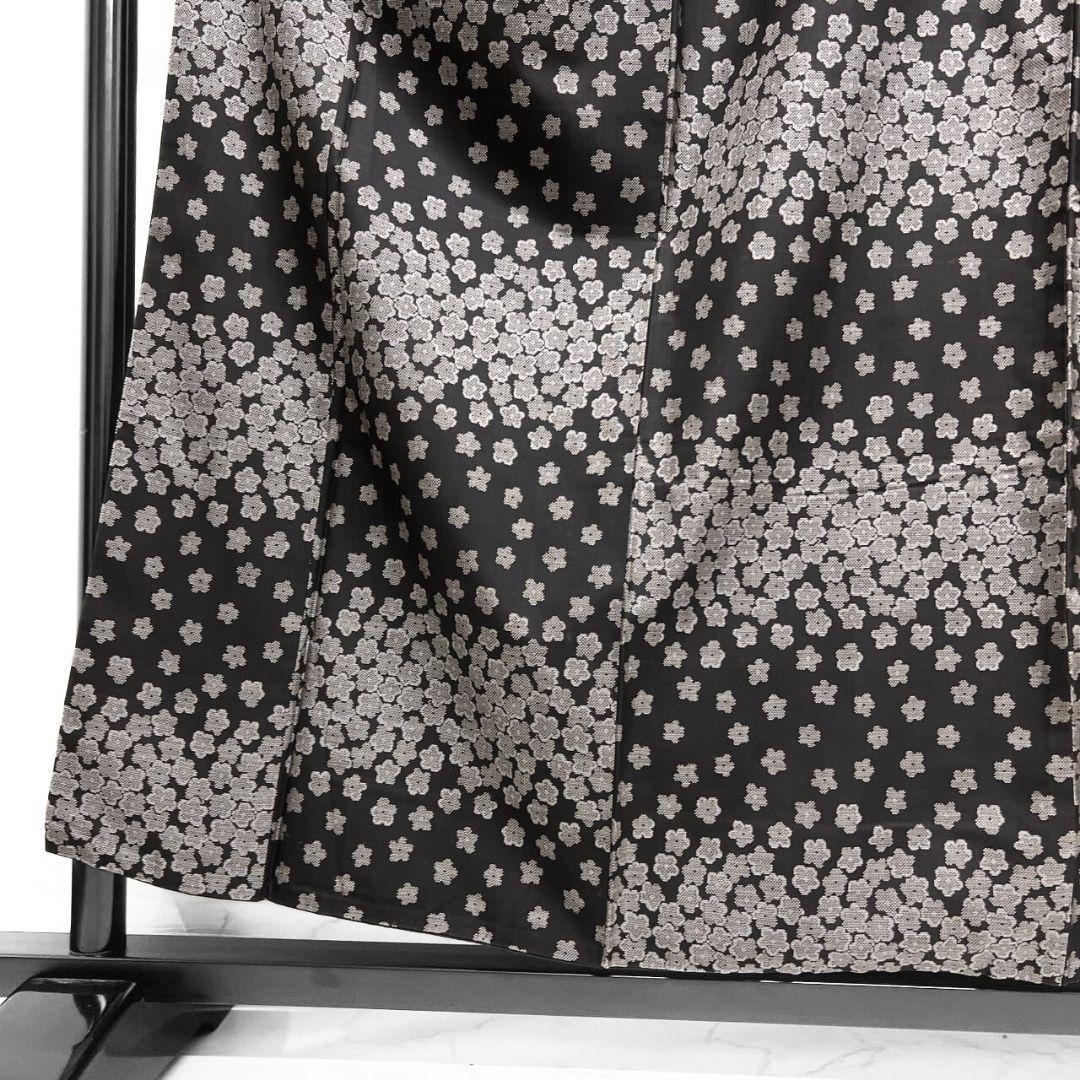 小紋　大島紬　泥染　横縞　花模様　ブラウン　着物　053a p