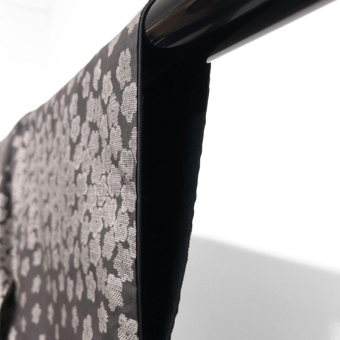 小紋　大島紬　泥染　横縞　花模様　ブラウン　着物　053a p