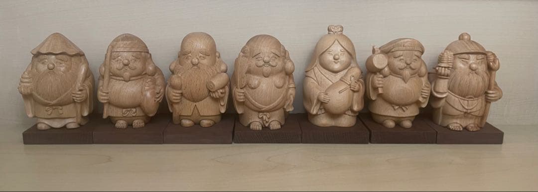 木彫り 七福神セット (小) 7柱セット 縁起物 置物