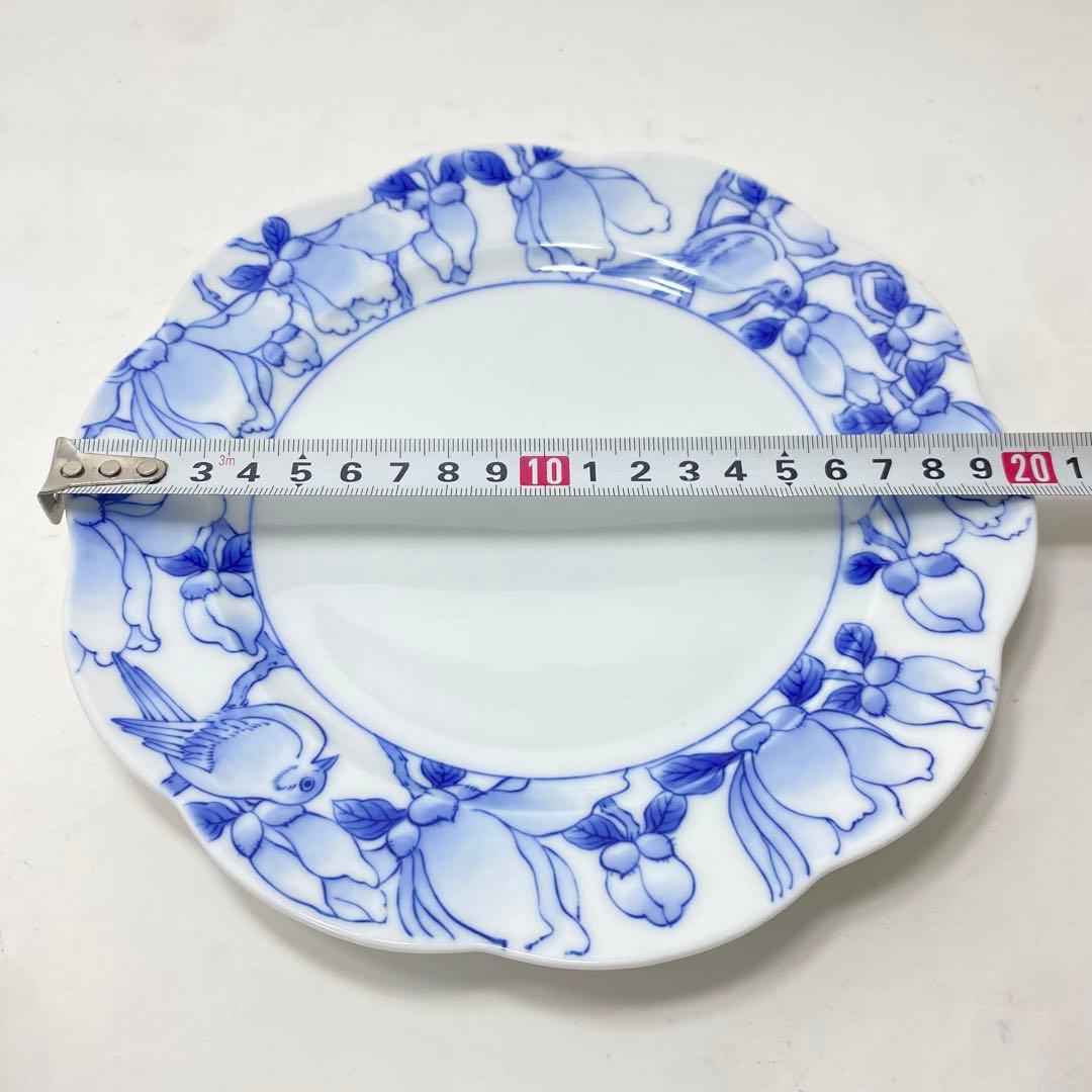 【未使用品】深川製 染付 木蓮 ケーキ皿 直径 約20cm 宮内庁御用達