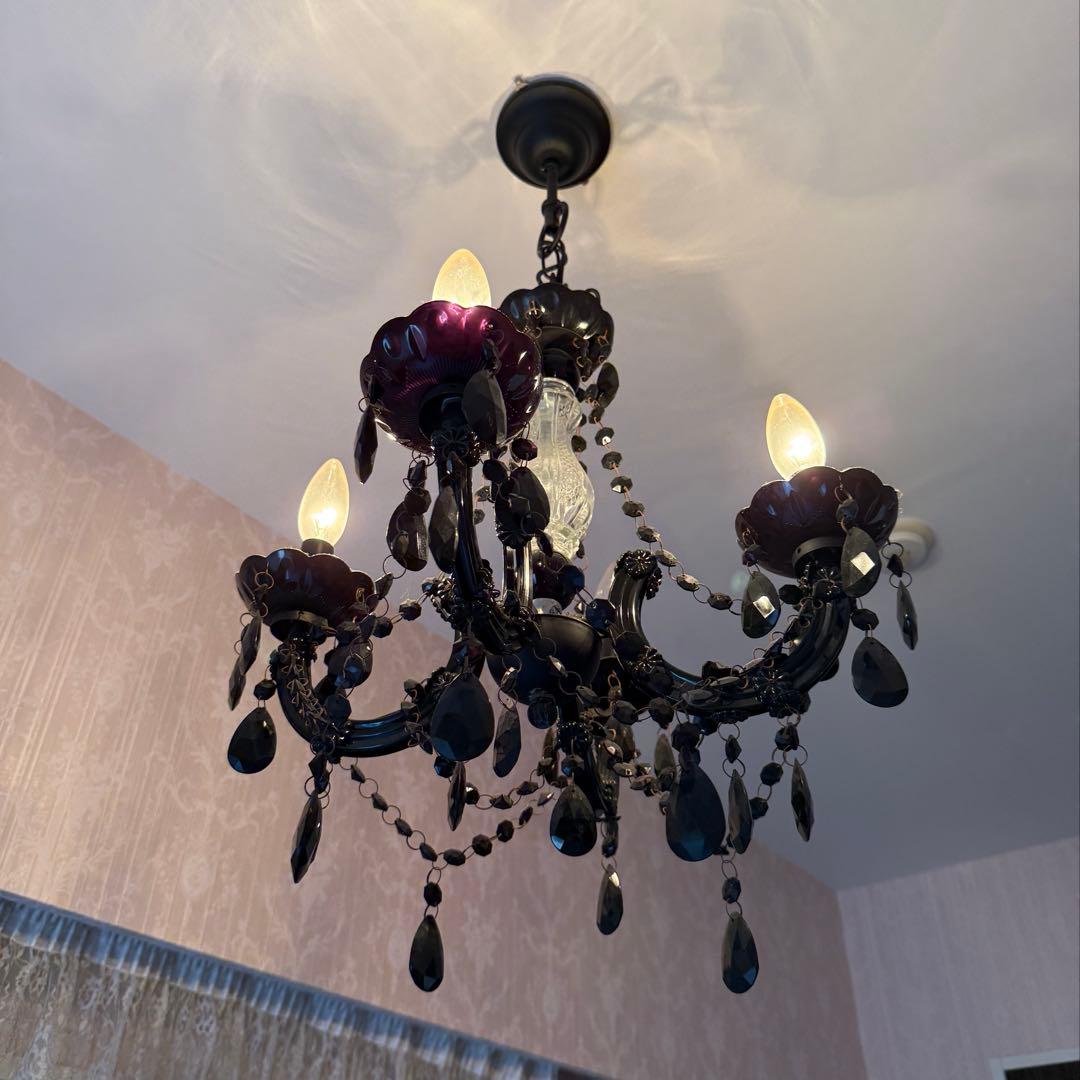 美品◆4灯ブラックシャンデリア