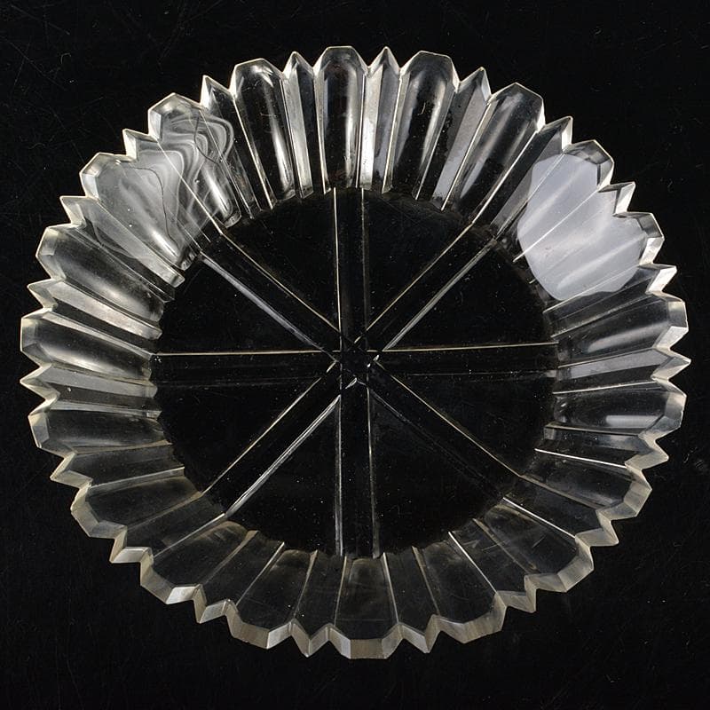 工芸ガラス　ギアマン切子クリスタルガラス　皿　時代箱付　V　R7069