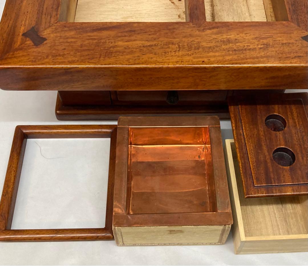 B8s 木製ミニチュア長火鉢　関西型　民芸　縮小　木工芸