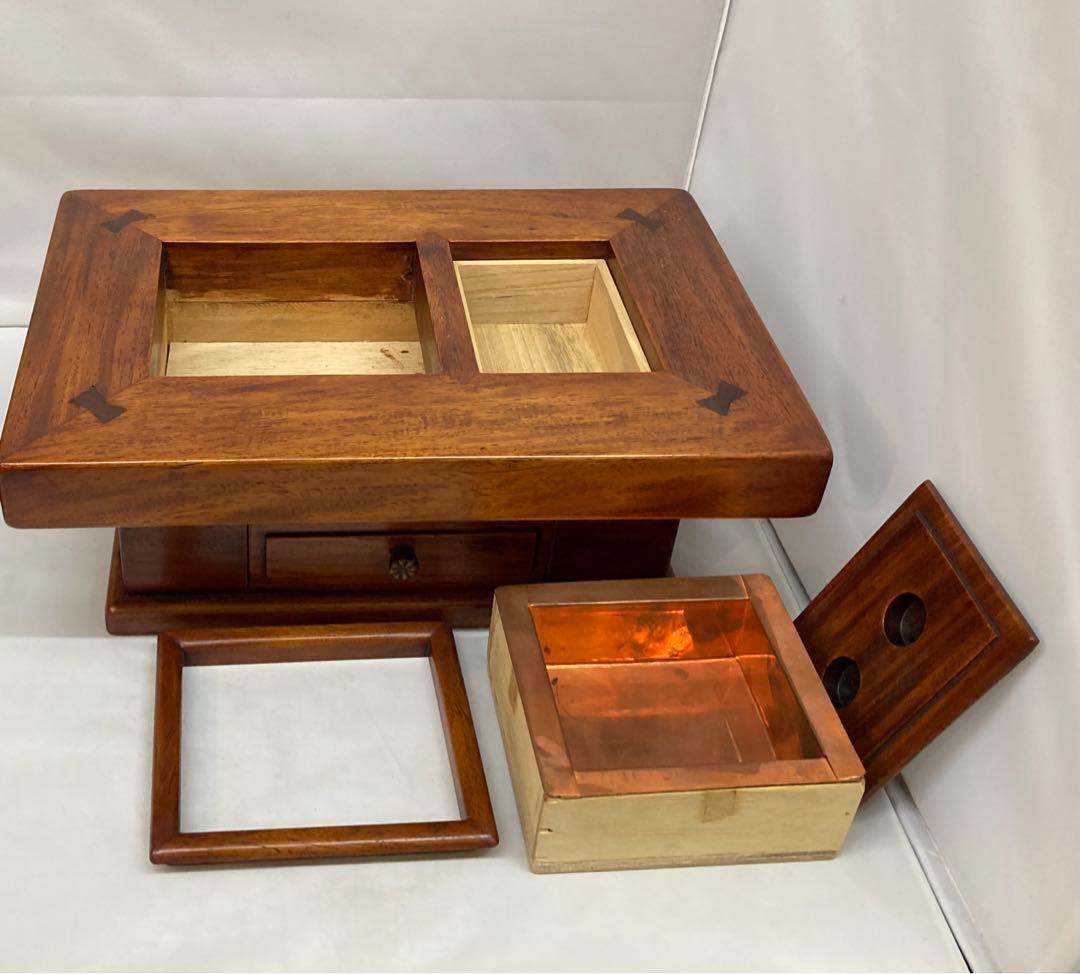 B8s 木製ミニチュア長火鉢　関西型　民芸　縮小　木工芸