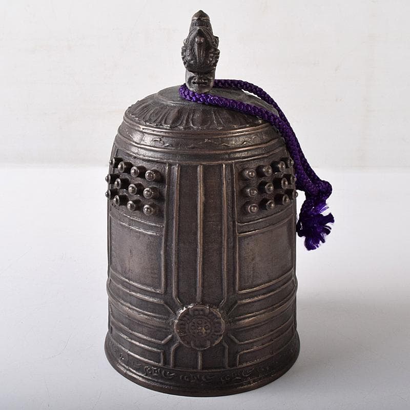 高岡銅器　晴光作　砂張　喚鐘　小槌付　共箱　M　R8443