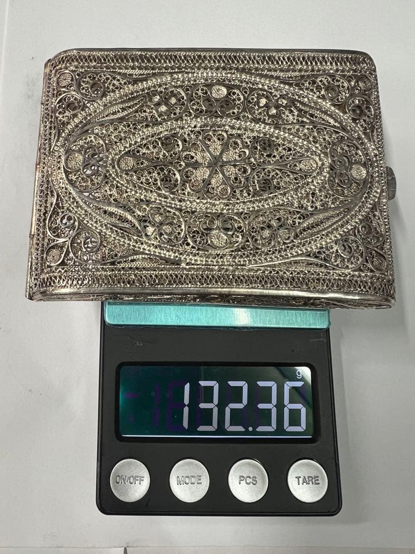 美品 シルバー silver 煙草入 小物入 銀細工 メッシュ 約132g