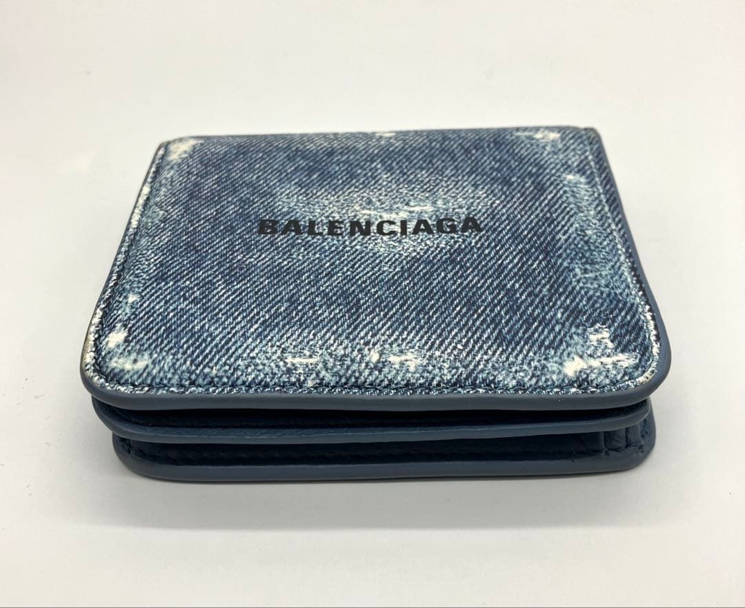 ⭐️ 希少 美品 バレンシアガ デニム コンパクト ウォレット 折り財布 ブルー