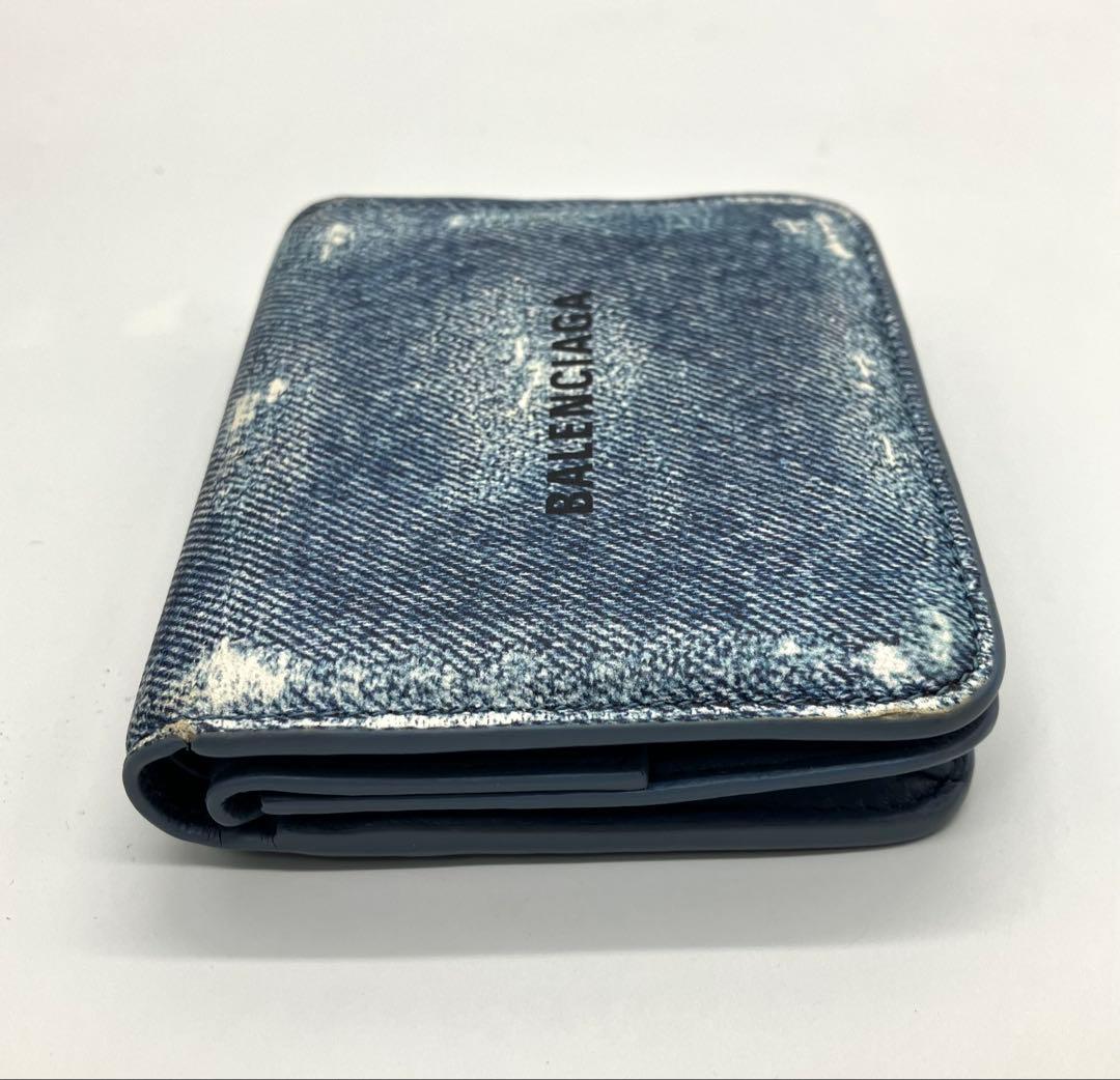 ⭐️ 希少 美品 バレンシアガ デニム コンパクト ウォレット 折り財布 ブルー