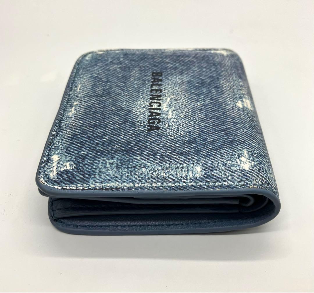 ⭐️ 希少 美品 バレンシアガ デニム コンパクト ウォレット 折り財布 ブルー