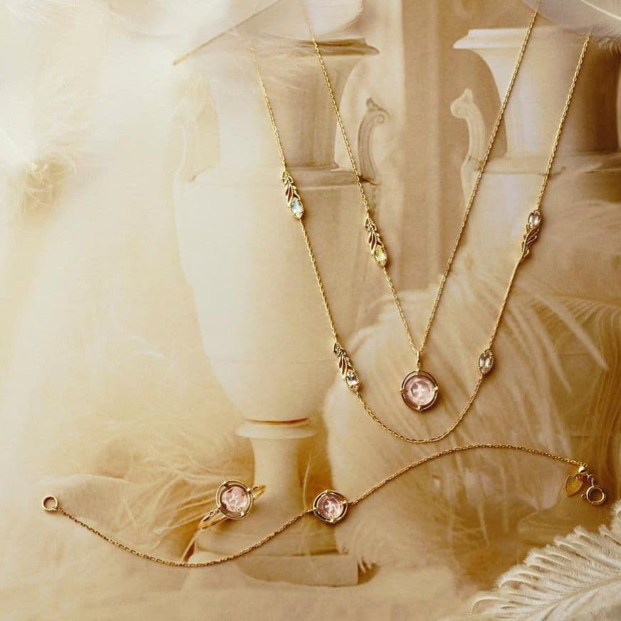 ①　リング　agete　K10 ゴールド　限定　鳥　ローズクォーツ　 13号