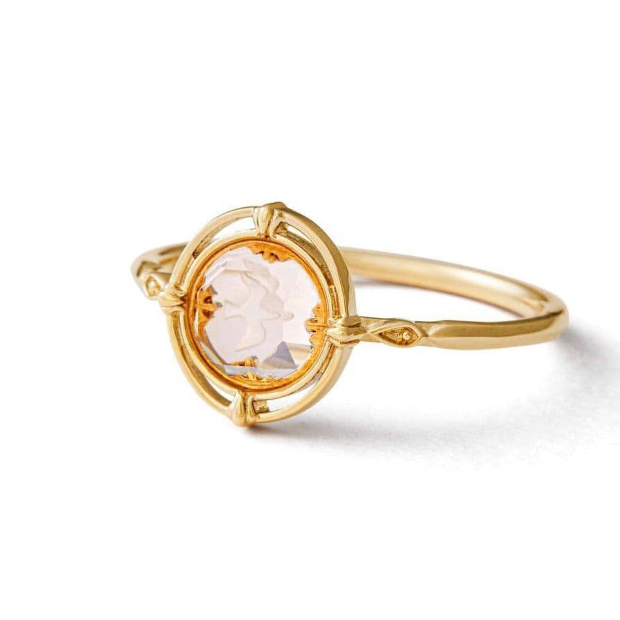 ①　リング　agete　K10 ゴールド　限定　鳥　ローズクォーツ　 13号