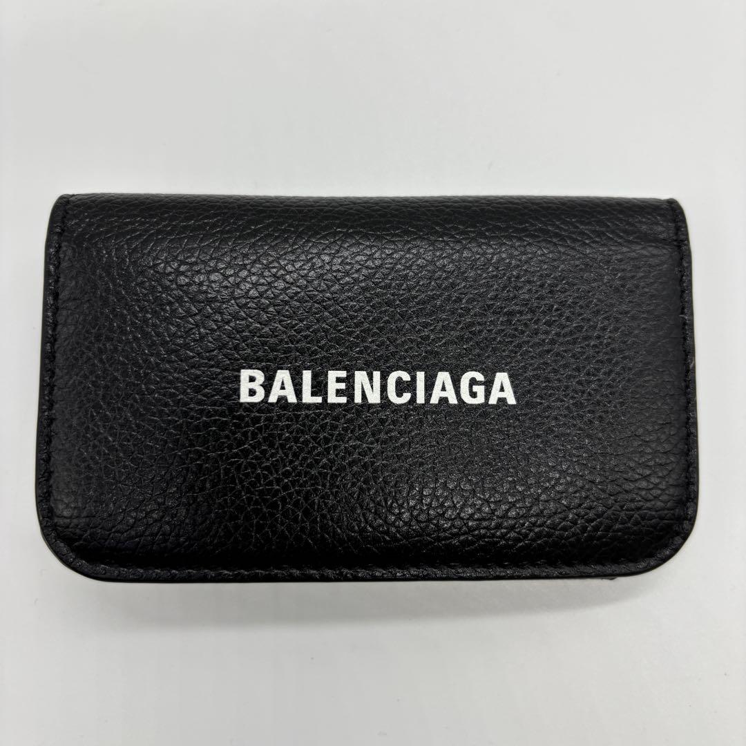 【美品】バレンシアガ キーケース 6連 エブリデイ シボ革 ロゴ 黒