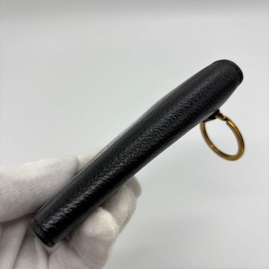 【美品】バレンシアガ キーケース 6連 エブリデイ シボ革 ロゴ 黒