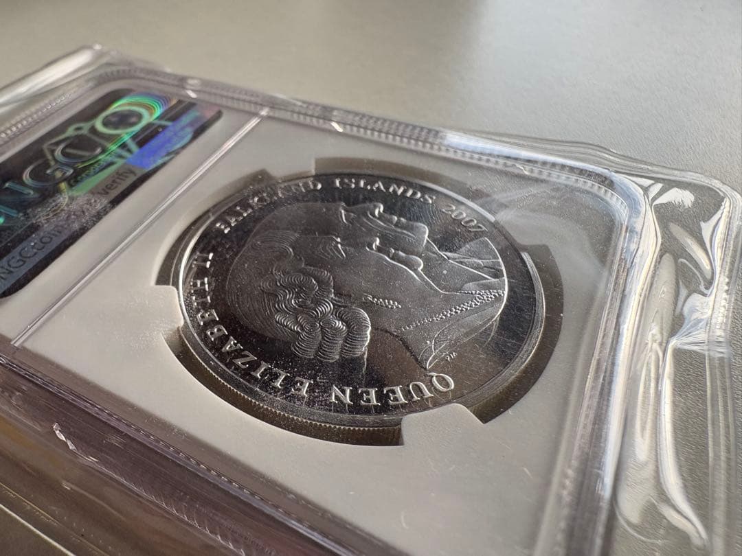 【銀貨保証】　NGC鑑定　PF70 最高鑑定　フォークランド諸島　記念銀貨