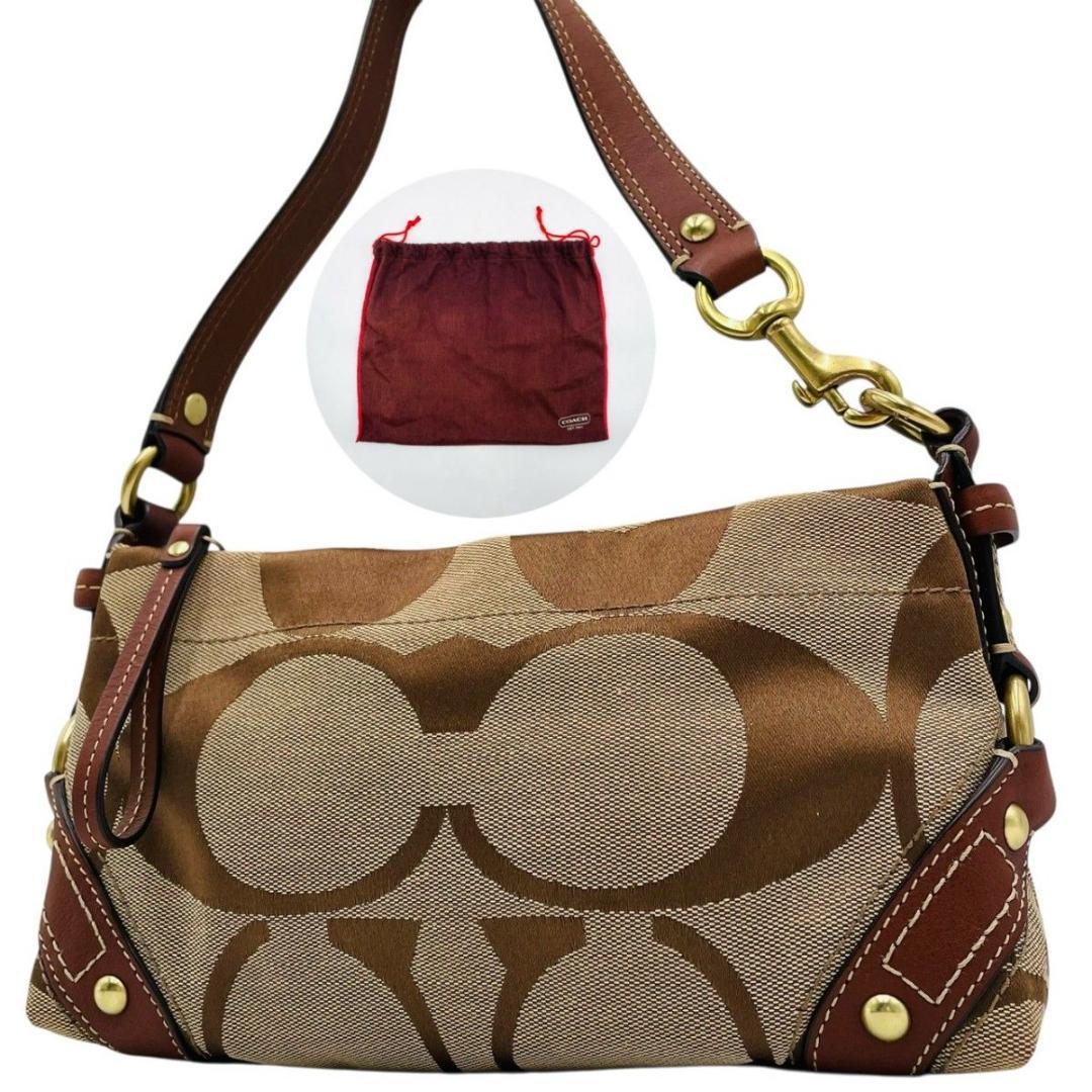 美品 コーチ ショルダーバッグ ワンショルダー キャンバス ブラウン 10730