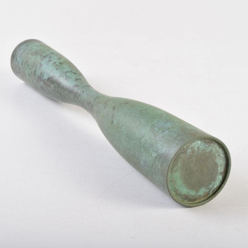 はな　茶道具　唐銅風炉師　藤井宗喜作　青銅　杵形花入　共箱　C　9203