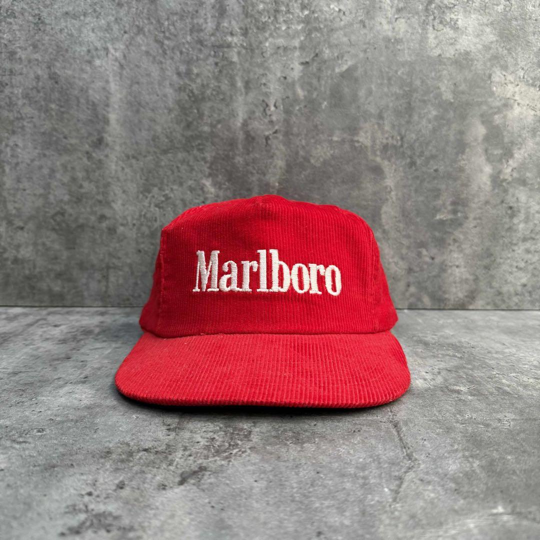 80s USA製　Marlboro コーデュロイキャップ 赤