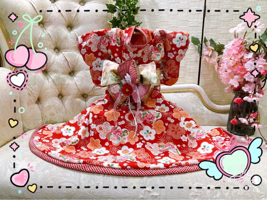 B388.pon2pan2☆犬オーダー☆お引きずりお着物☆犬2ウェイお着物