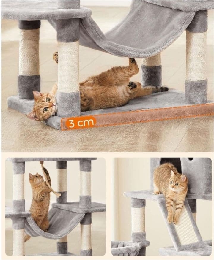 キャットタワー　据え置きハンモック転倒防止高さ206cm