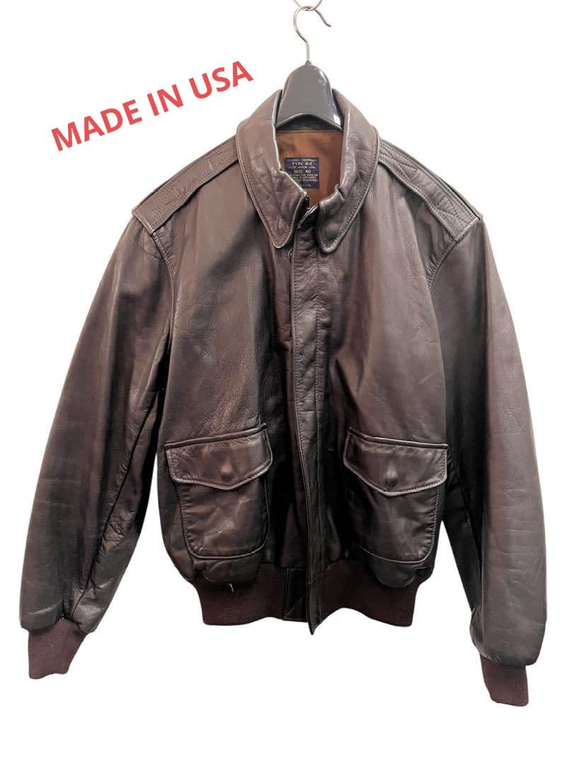 名作　MADE IN USA　A-2レザーフライトジャケット ビンテージ