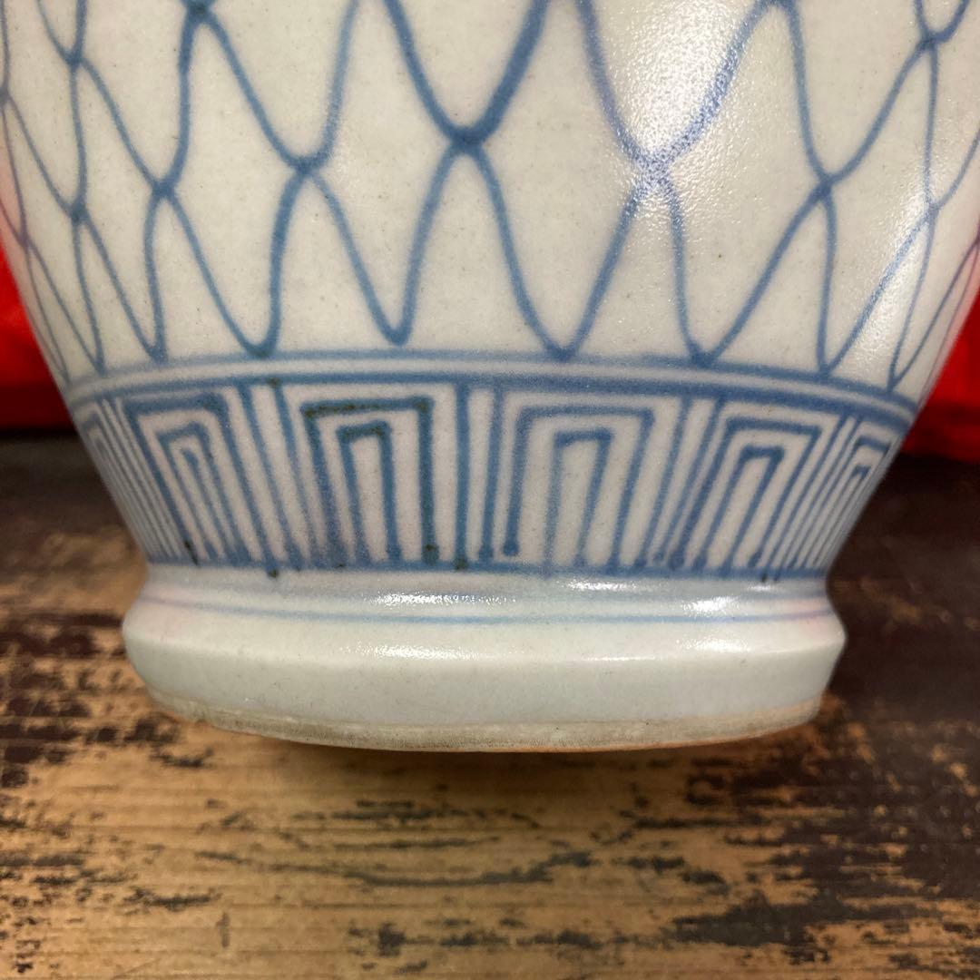 古伊万里　染付　壺　網目文