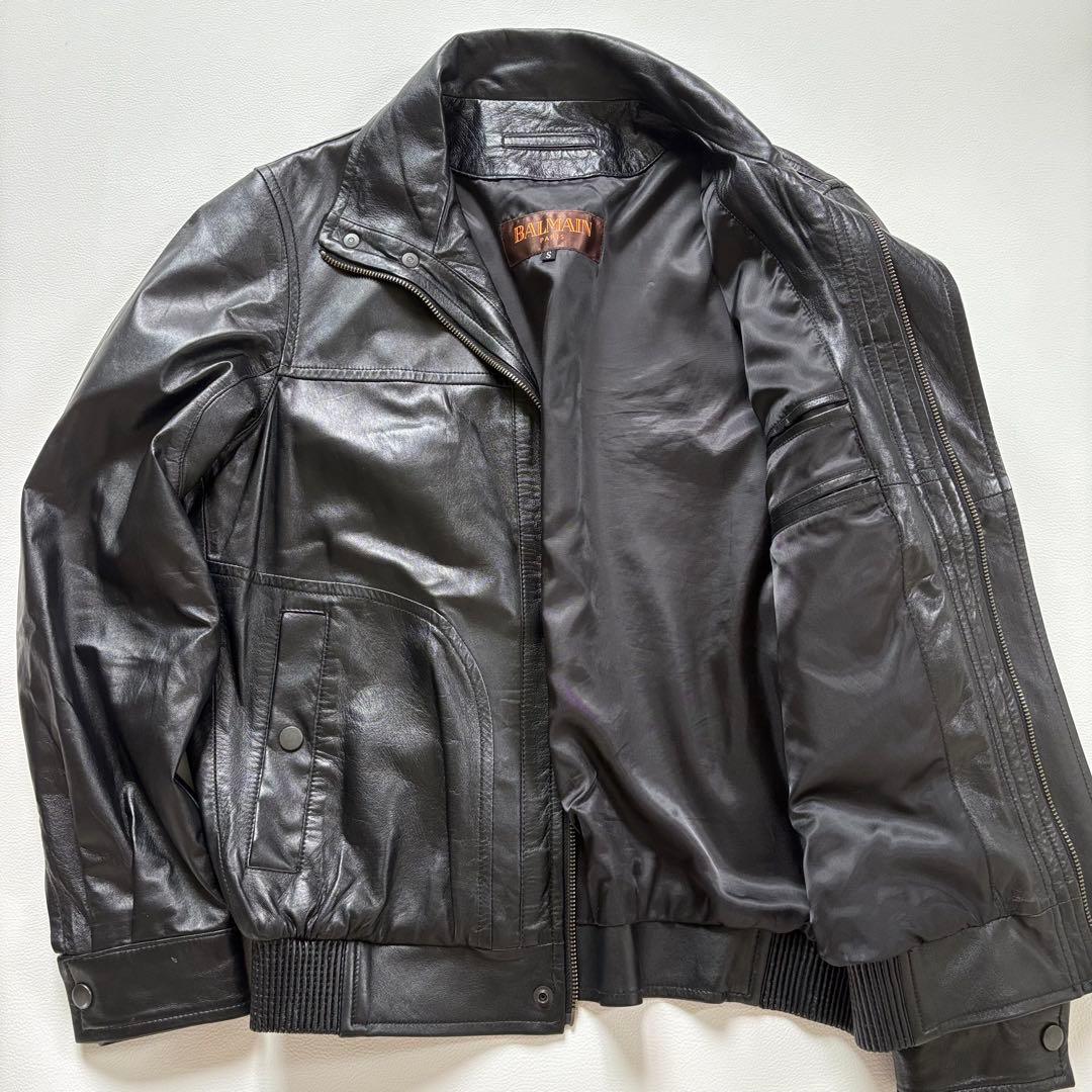 【極美品】BALMAIN PARIS ラムレザー ジャケット M ブラック
