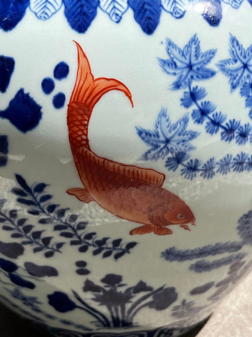 五彩魚藻紋蓋罐　景徳鎮窯　北京故宮博物院　秘蔵　監製証明書付　復刻製作