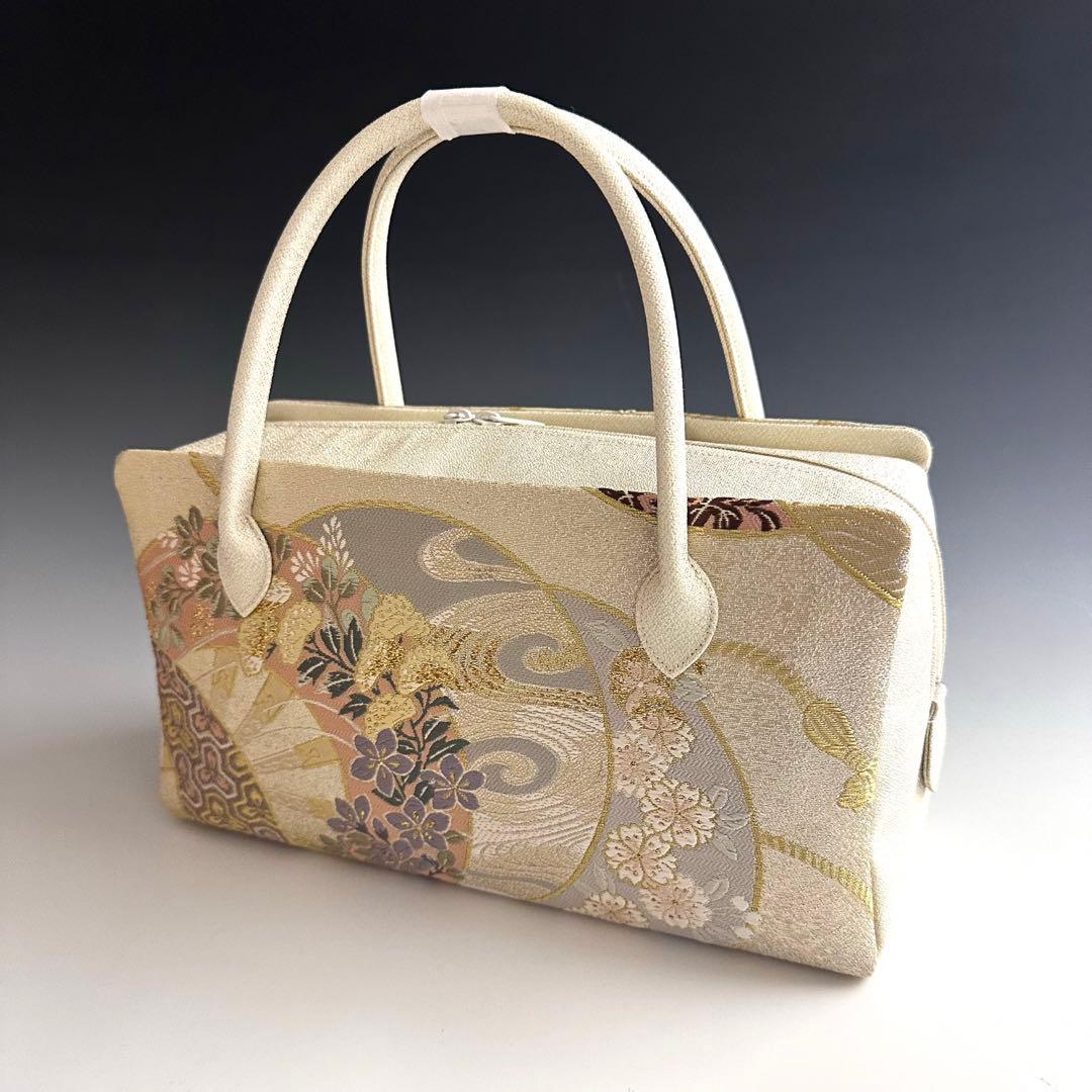 新品未使用 ！！特別セール！！京都 西陣 正絹 帯使用 利休バッグ　25119