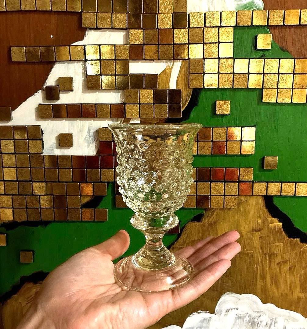 骨董　作家物　スタジオガラス　舩木倭帆　霰ガラス　ワイングラス　1客②