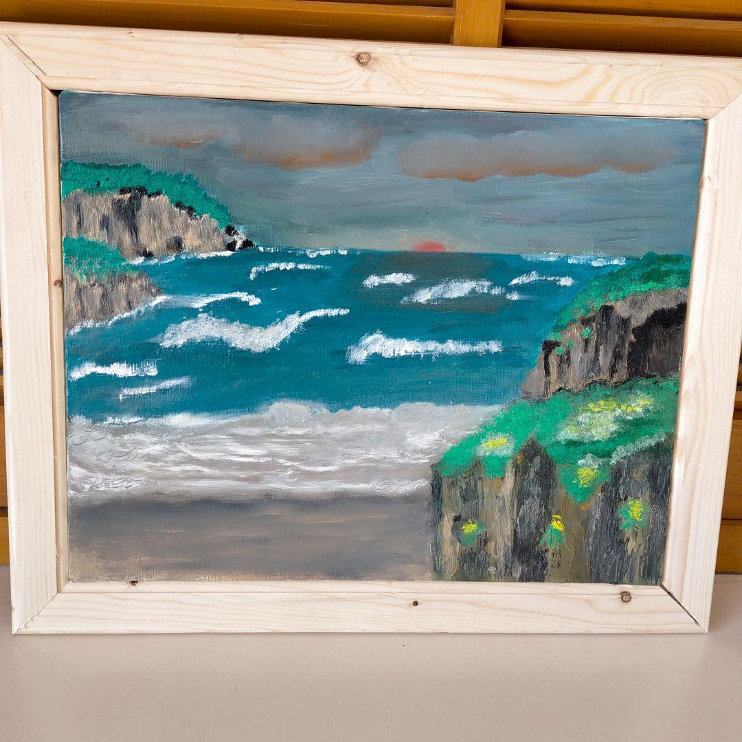 油絵　ふるさとの海