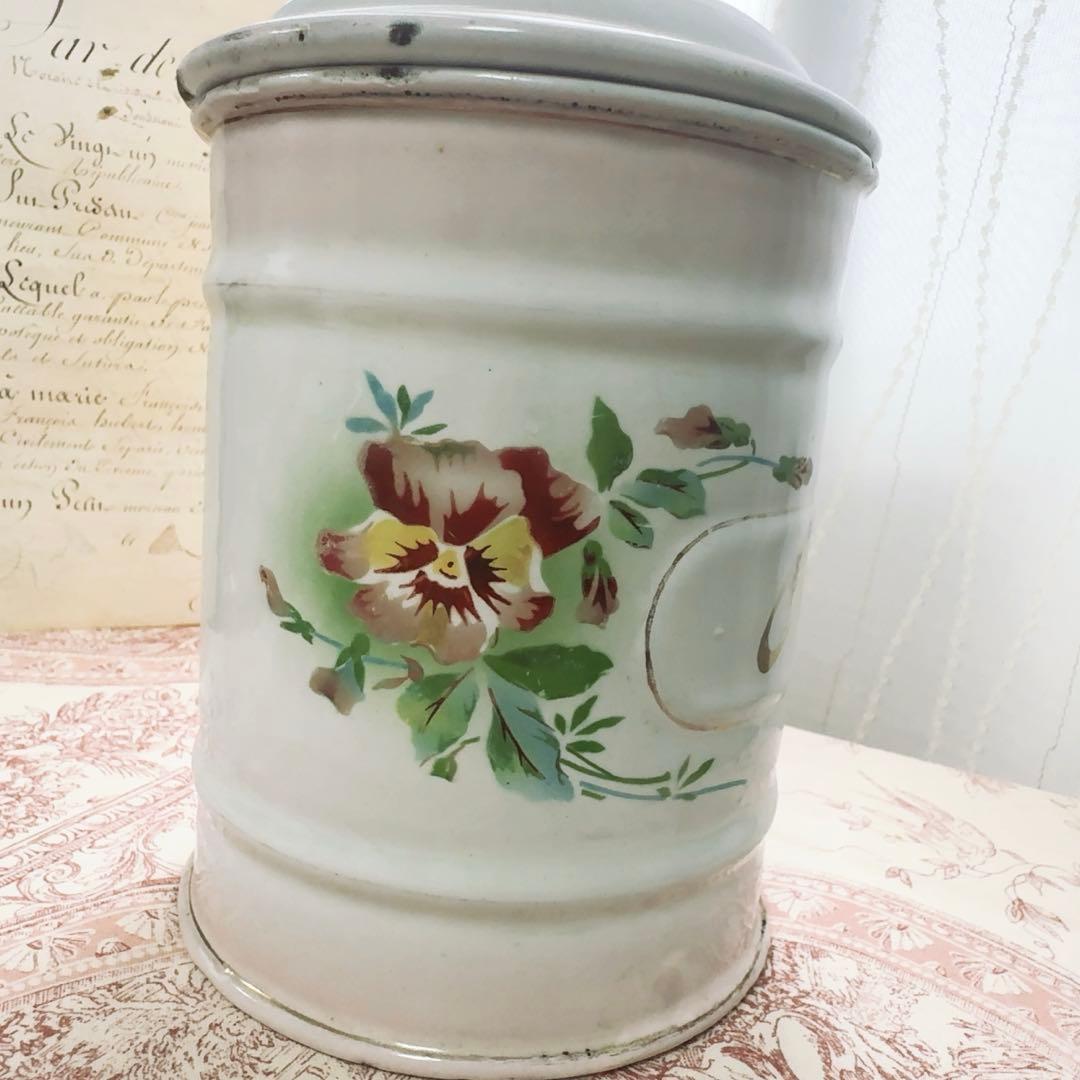 フランス　アンティーク　JAPY社　ホーロー キャニスター　ピンク　ジャピー