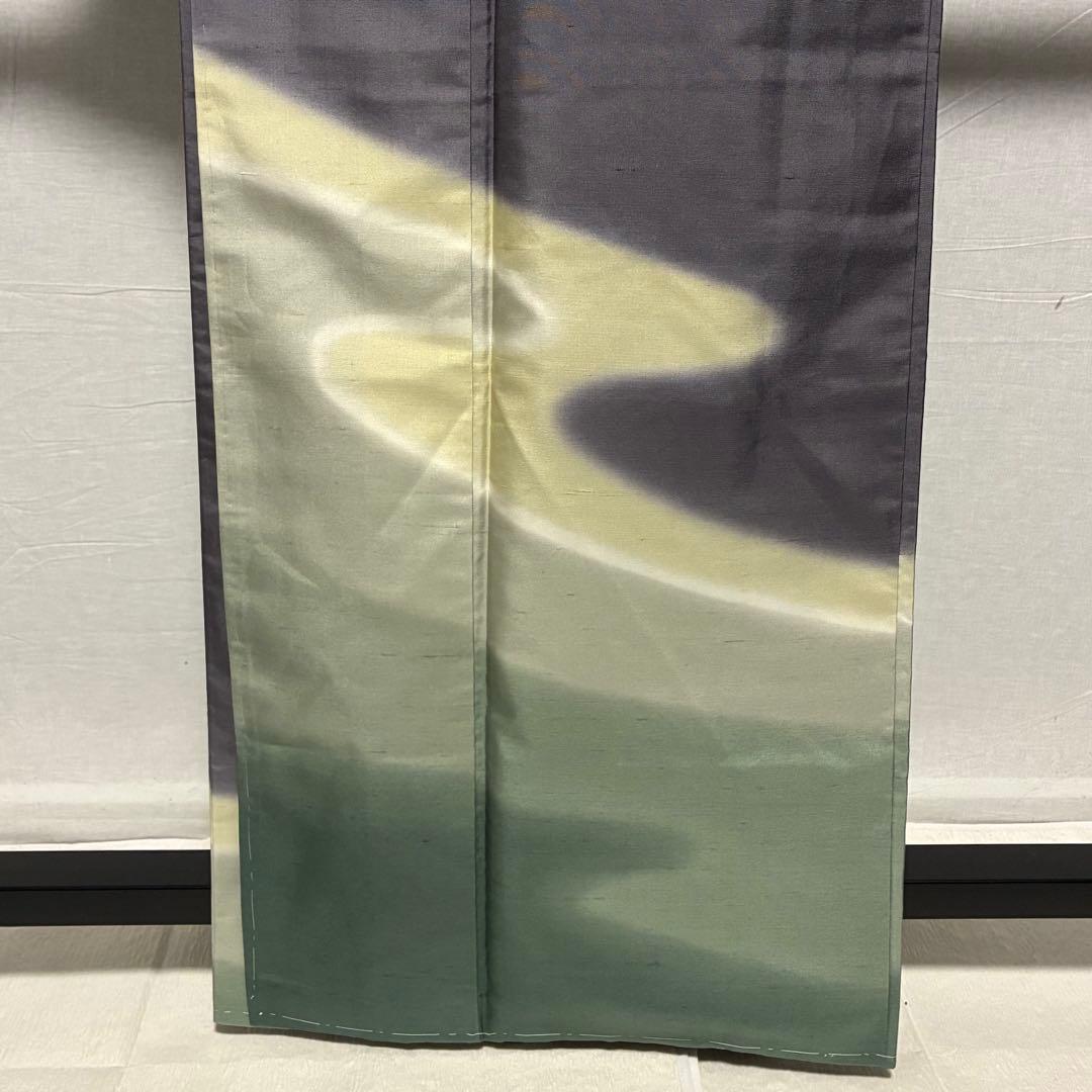 D37 訪問着 白山紬 落款入 流水 正絹 着物 袷 しつけ糸未使用極美品