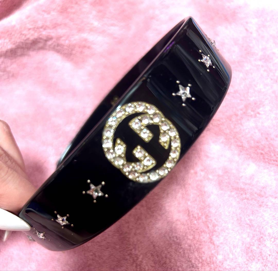 GUCCI クリスタルインターロッキングG ヘアバンド　カチューシャ　グッチ