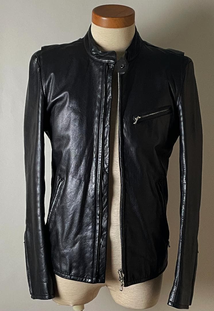 ★09AW 美品 LITHIUM HOMME シングル レザー ライダース 46
