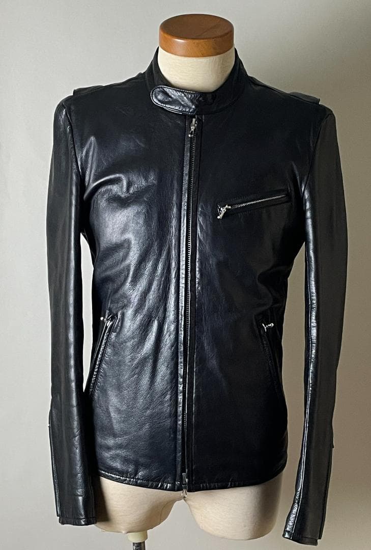 ★09AW 美品 LITHIUM HOMME シングル レザー ライダース 46