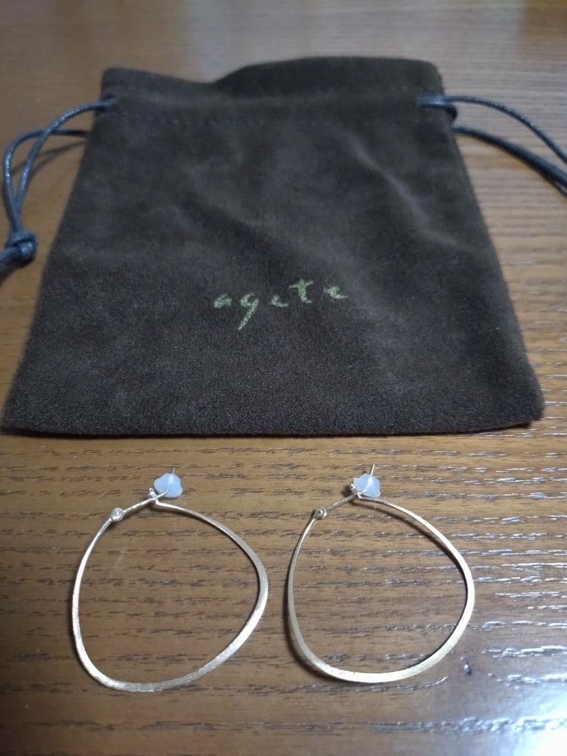 agate K10 フープピアス マット仕上げ