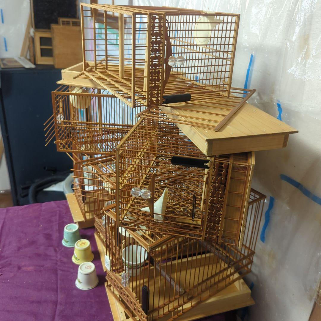 130　 鳥籠６個＆6羽用寝桶（総桐板製）