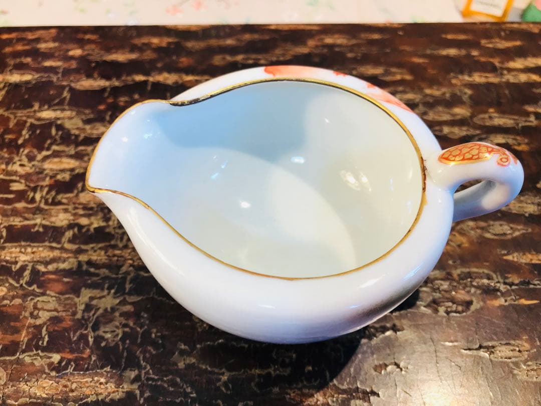 稀少 時代古物 古九谷 赤絵 金彩山水閣楼紋 煎茶器 急須/煎茶碗/湯冷 5点