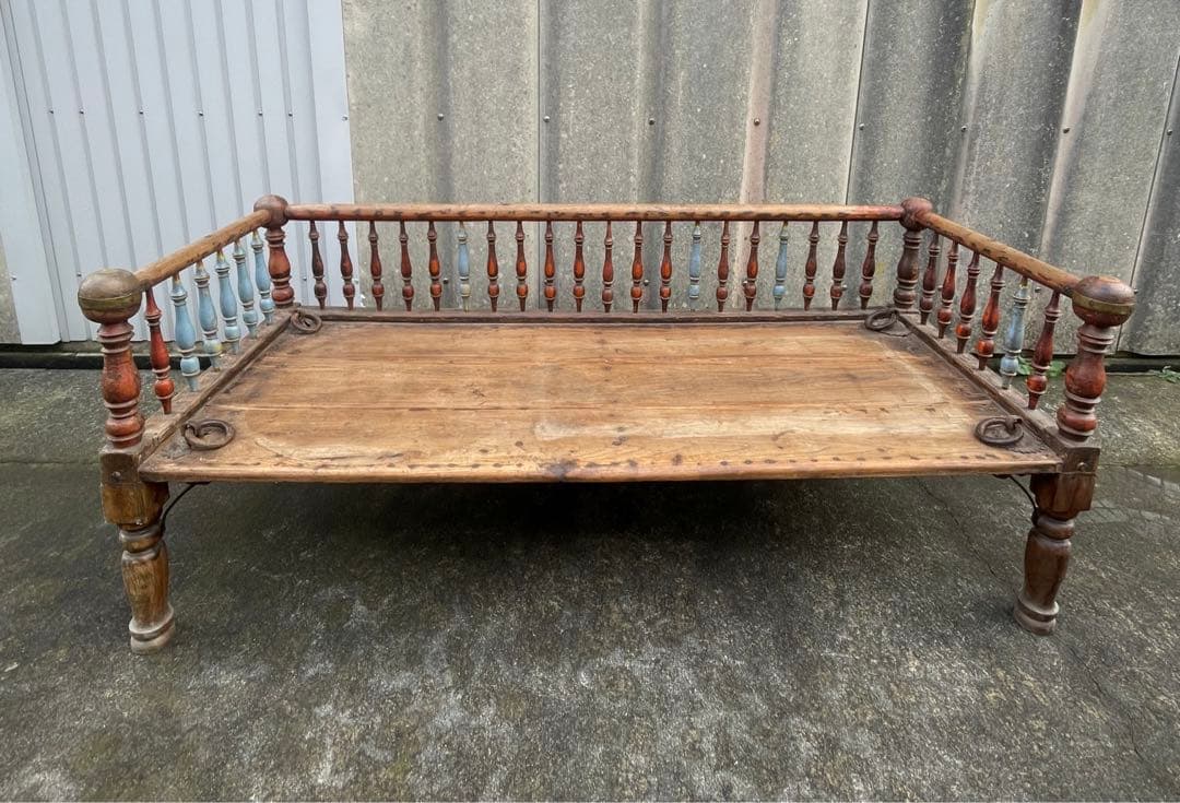 稀少/アンティーク/インド/インド家具/古材/長椅子/ベンチ/店舗什器