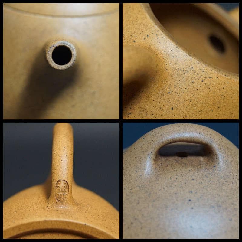 清 名家 「石林何氏」款 何心舟作 細工彫り『竹漢詩文』 造形紫砂壺 秦権壺急須