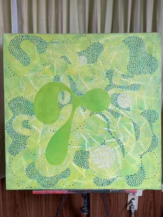 油絵　現代アート　Green 作者　あんどうまさひろ　油彩画