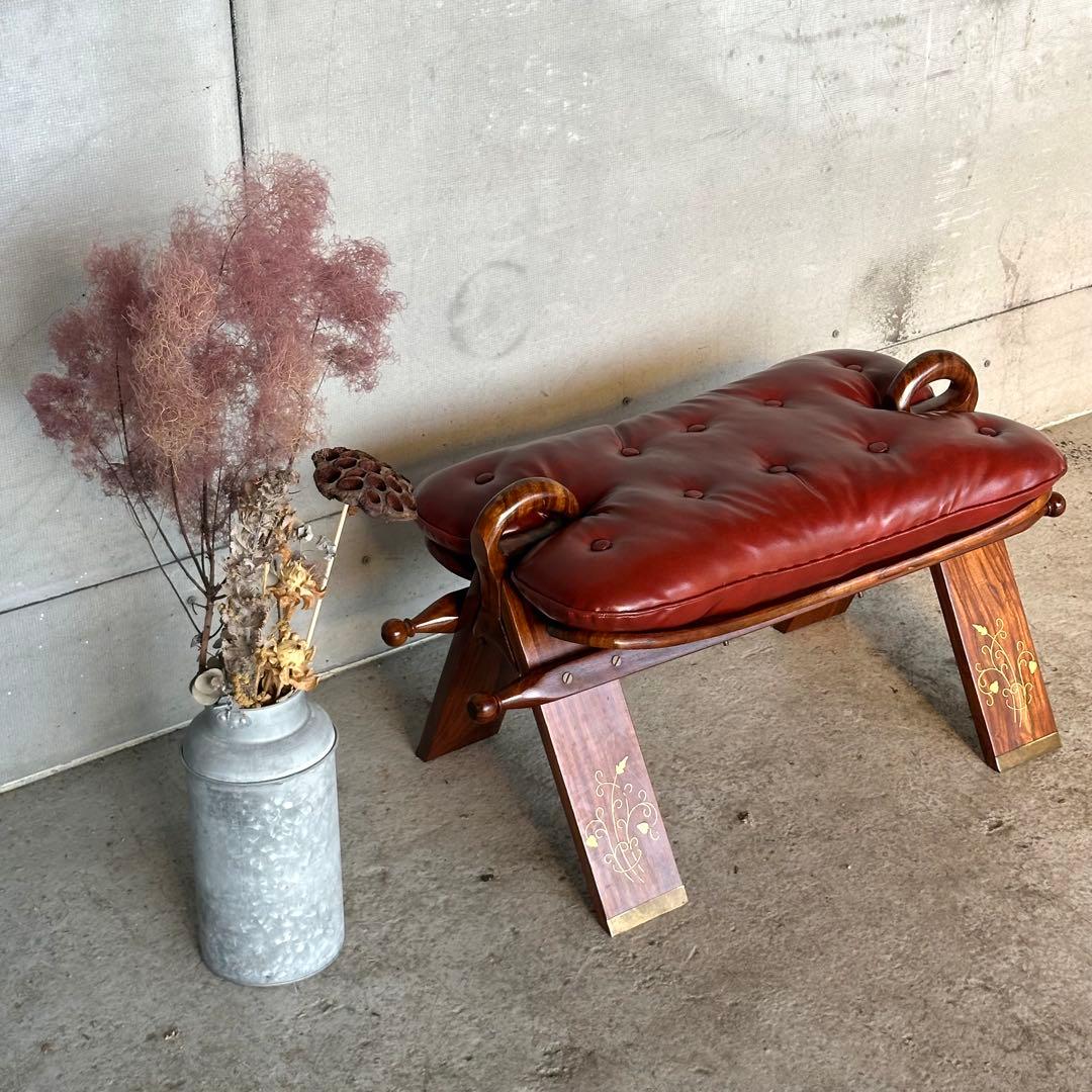 ✿美品✿ キャメルチェア　ラクダスツール ロビー エントランス 玄関 象嵌 金彩